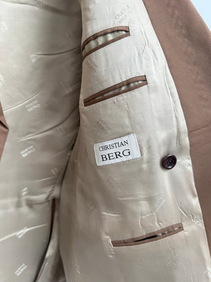 Christian Berg x Loro Piana Super 110s Virgin Wool Double Breasted Blazer Camel Tan Vintage 1980s-1990s