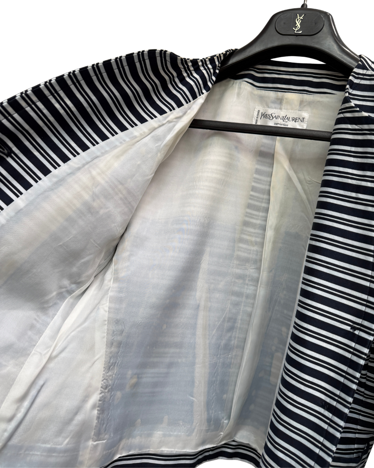 Yves Saint Laurent 80's Blue and White Striped Statement Blazer Size 38