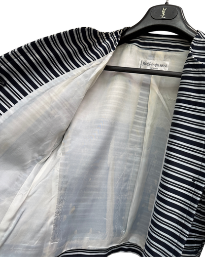 Yves Saint Laurent 80's Blue and White Striped Statement Blazer Size 38