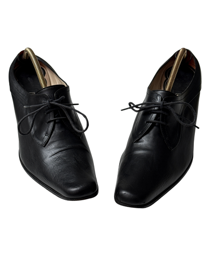 Dries Van Noten Vintage black leather lace-up mules size 39