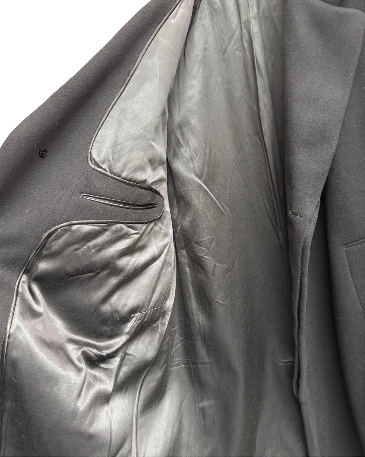 Vintage 80s Ritari Coat Black Pure Wool Long Overcoat, IT 54, Men