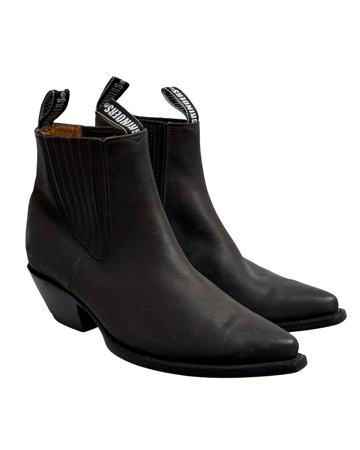 Grinders Dark Brown Leather Western Ankle Boots with Pointed Toe, 46 Men