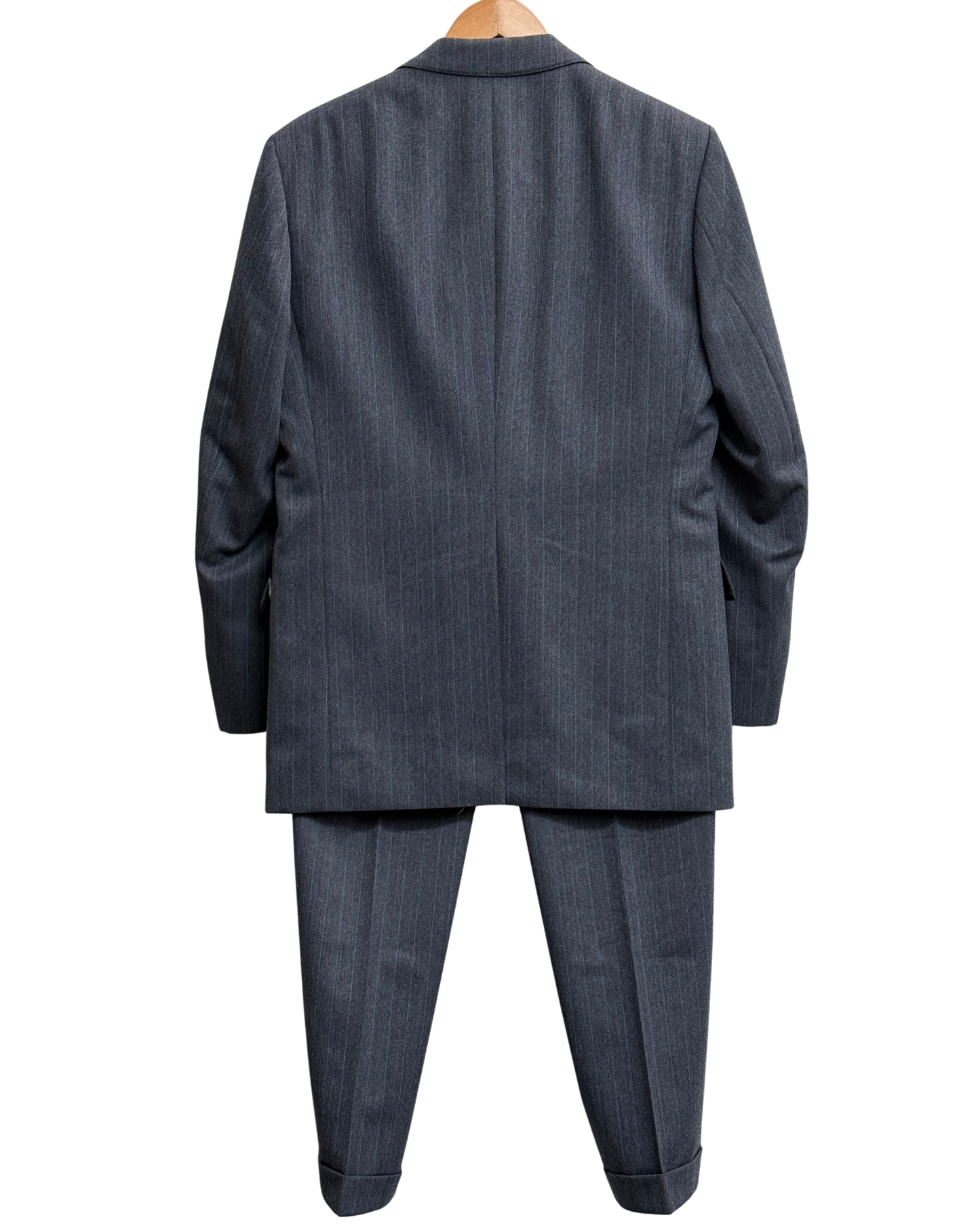 Vintage Burberrys 3-Piece Navy Pinstripe Wool Suit Size 46