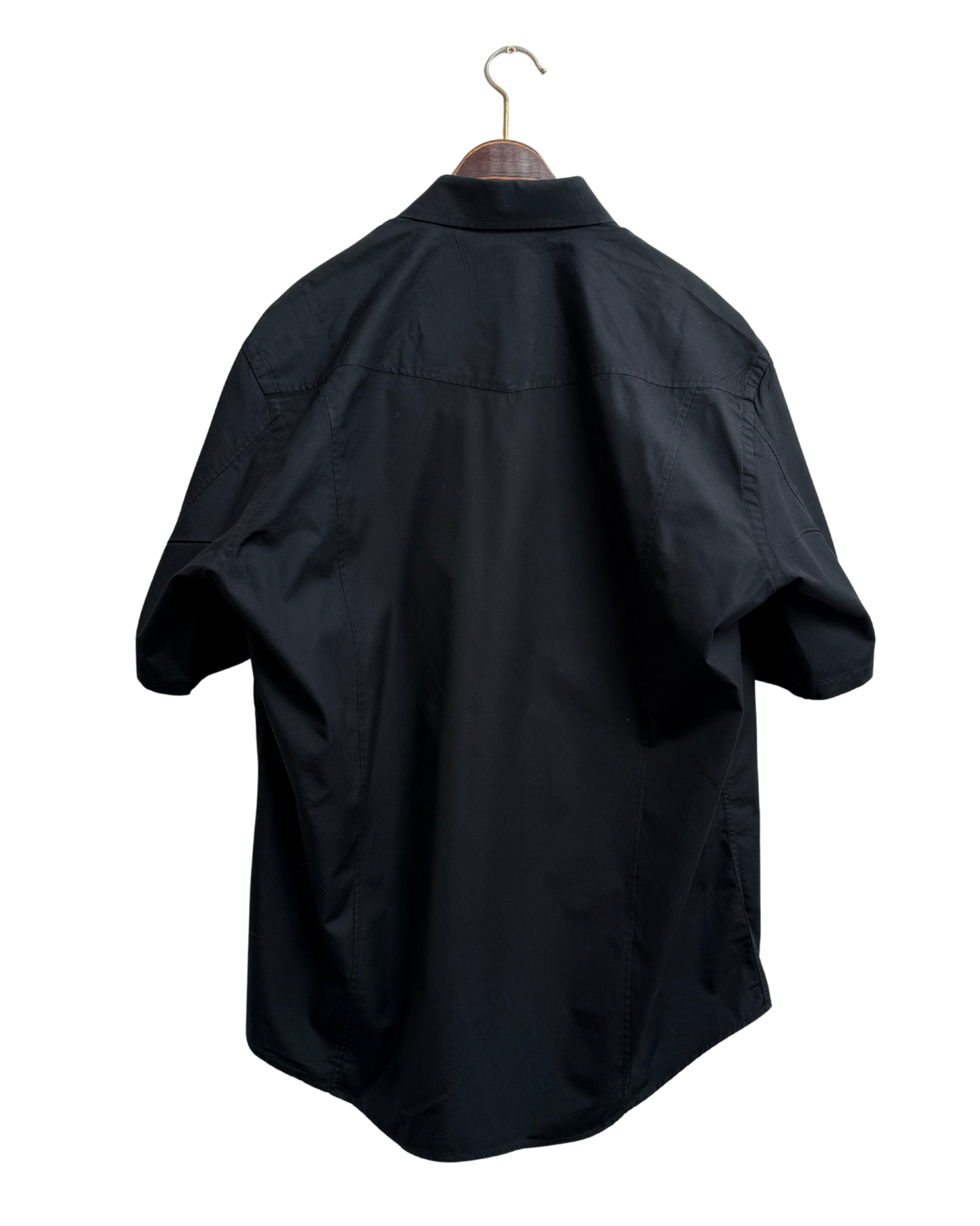 Thierry Mugler Vintage Black Cotton Snap Shirt Size L