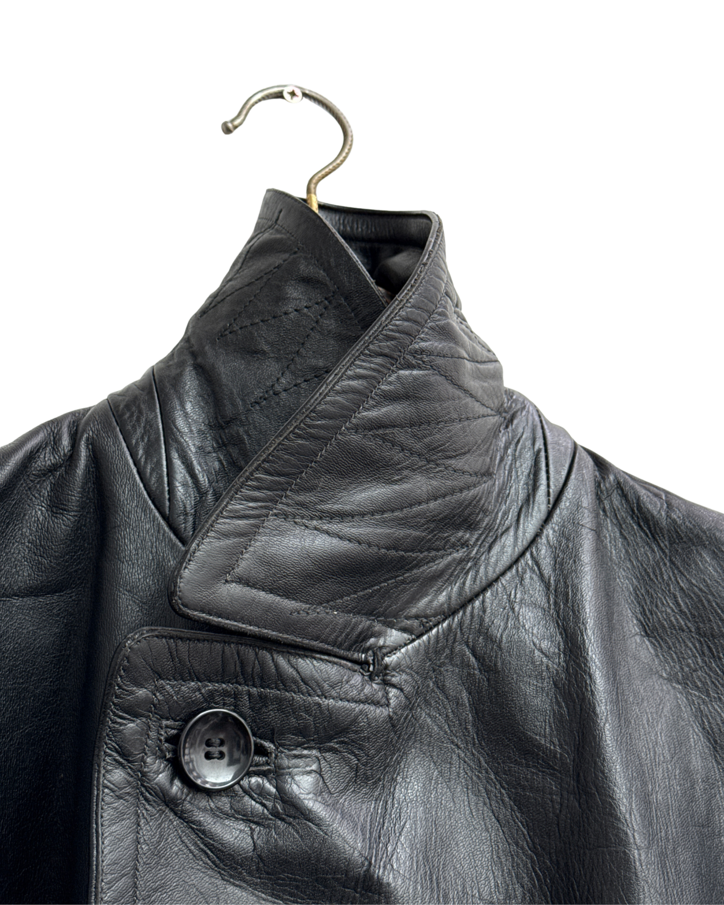 Verha Amsterdam Vintage Leather Trench Coat Black 1950s Size L