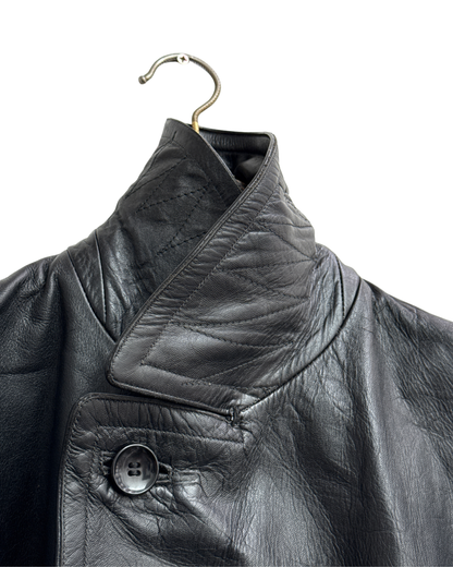 Verha Amsterdam Vintage Leather Trench Coat Black 1950s Size L