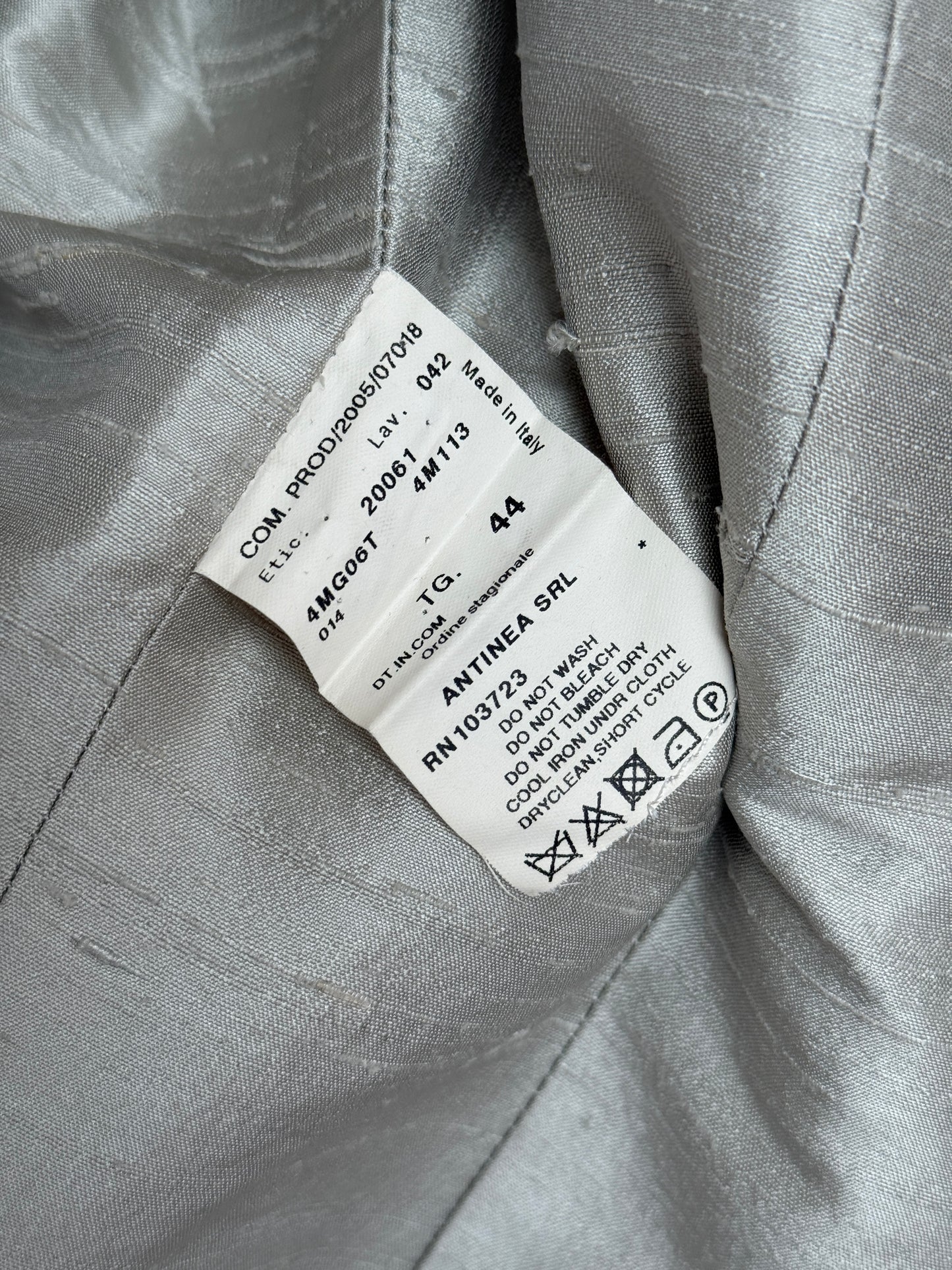Armani Collezioni Linen Blend Geometric Blazer Black White Silk Lining Size 44 IT Made in Italy 2005
