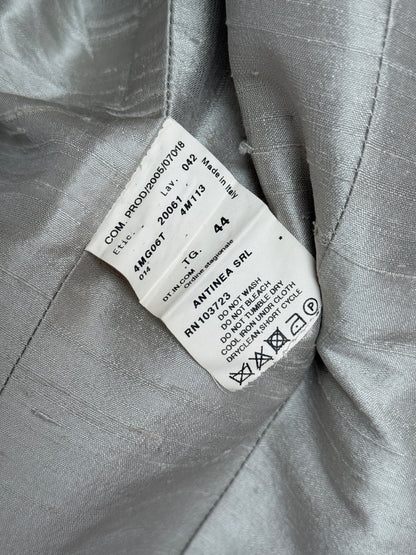 Armani Collezioni Linen Blend Geometric Blazer Black White Silk Lining Size 44 IT Made in Italy 2005