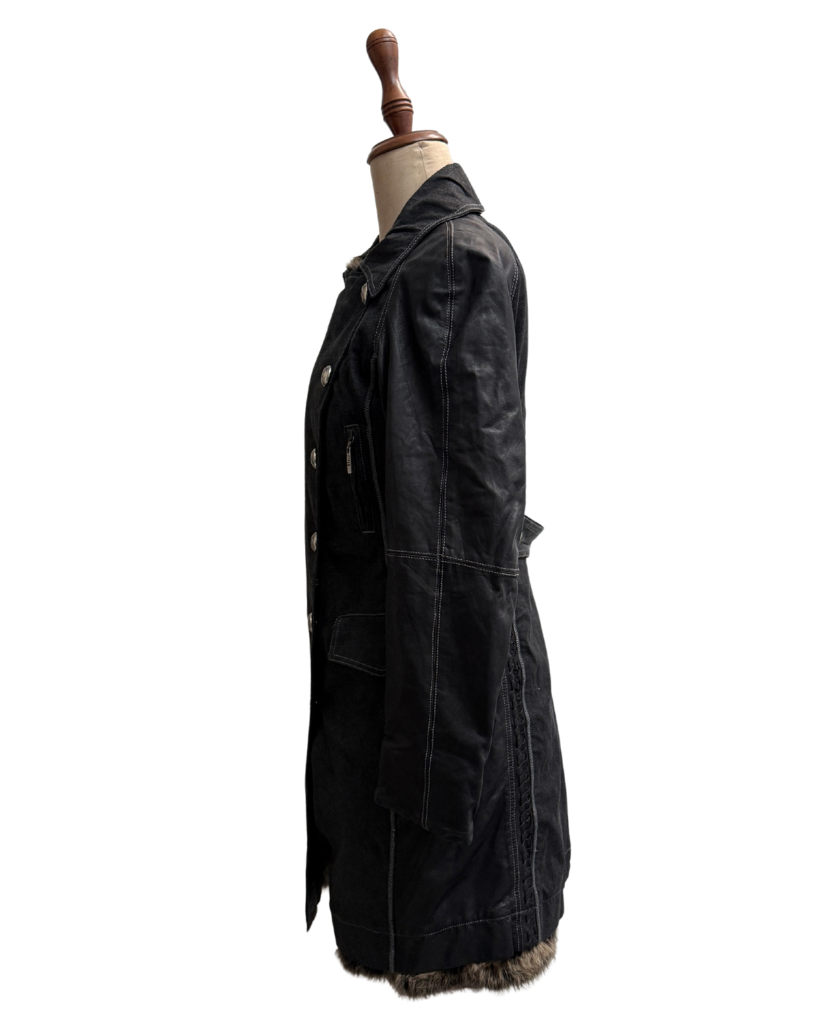 Christian Dior by John Galliano A/W 2006 Denim and Lambskin Coat with Rabbit Lining size 42