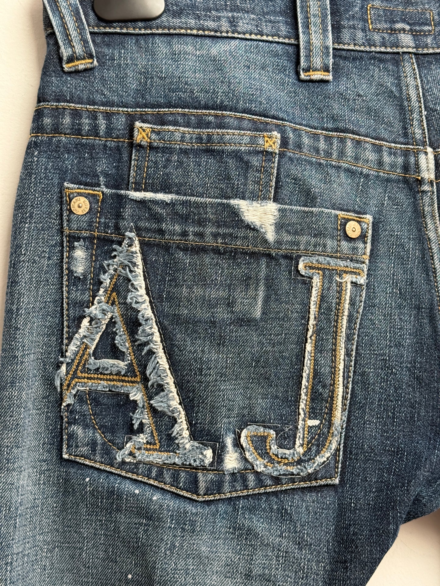 Armani Jeans AJ Distressed Straight Leg Denim Mens 33