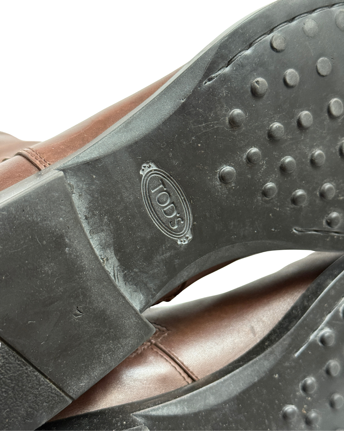Tod's Brown Leather Riding Boots with Lizard Embossed Shaft, Women 38,5