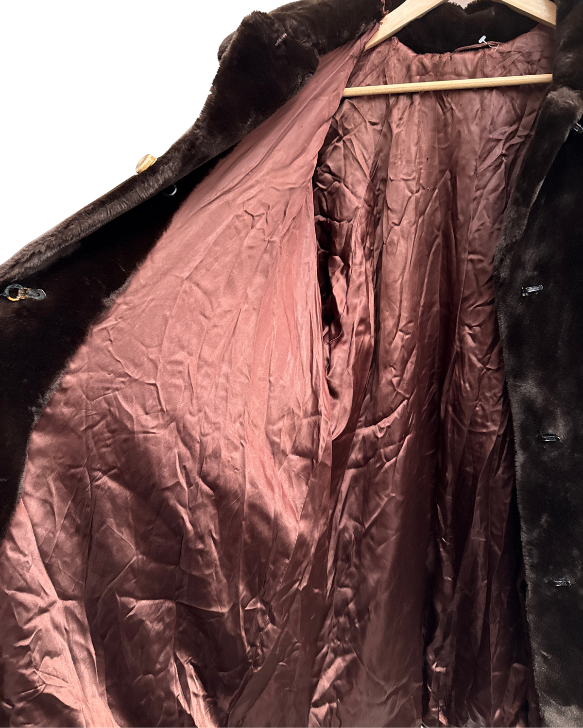 Vintage 1970s Faux Fur Coat Dark Chocolate Brown XL Women