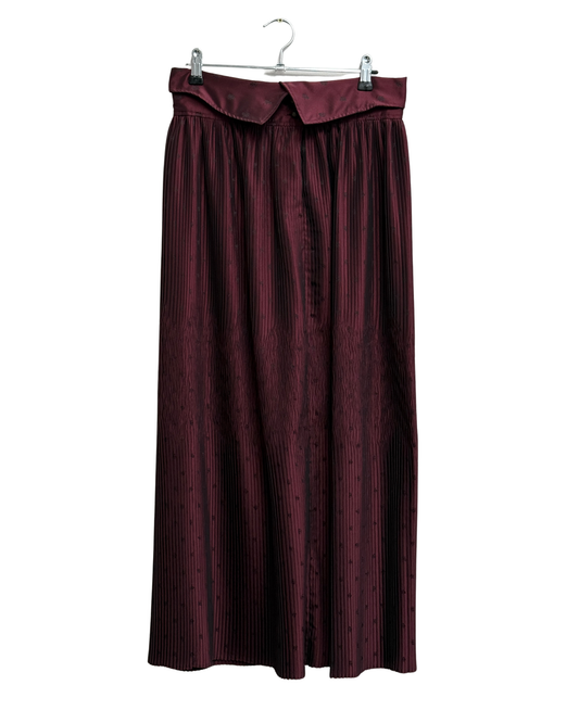 Dries Van Noten vintage early 1990s bordeaux plissé long skirt size 42
