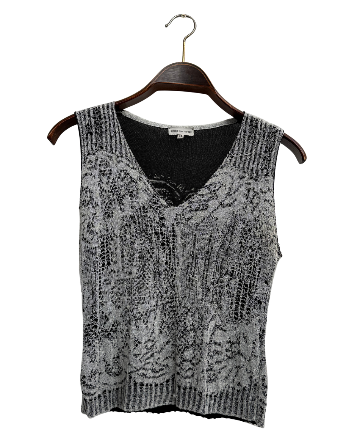 Dries Van Noten 1999 Archive Machine Lace Knit Top Size M