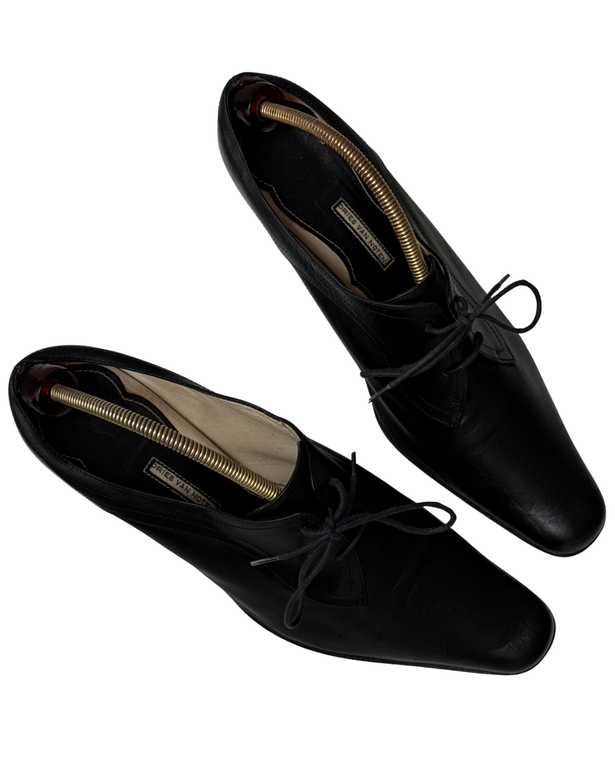 Dries Van Noten Vintage black leather lace-up mules size 39