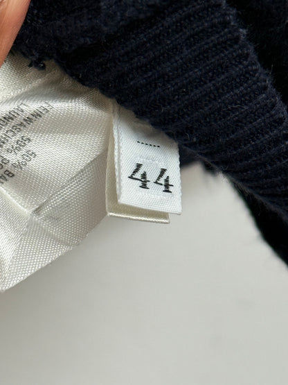 Atenzione by Carlo Colucci Vintage 1990s Marinière Hybrid Cardigan White Navy Embroidered Size 44