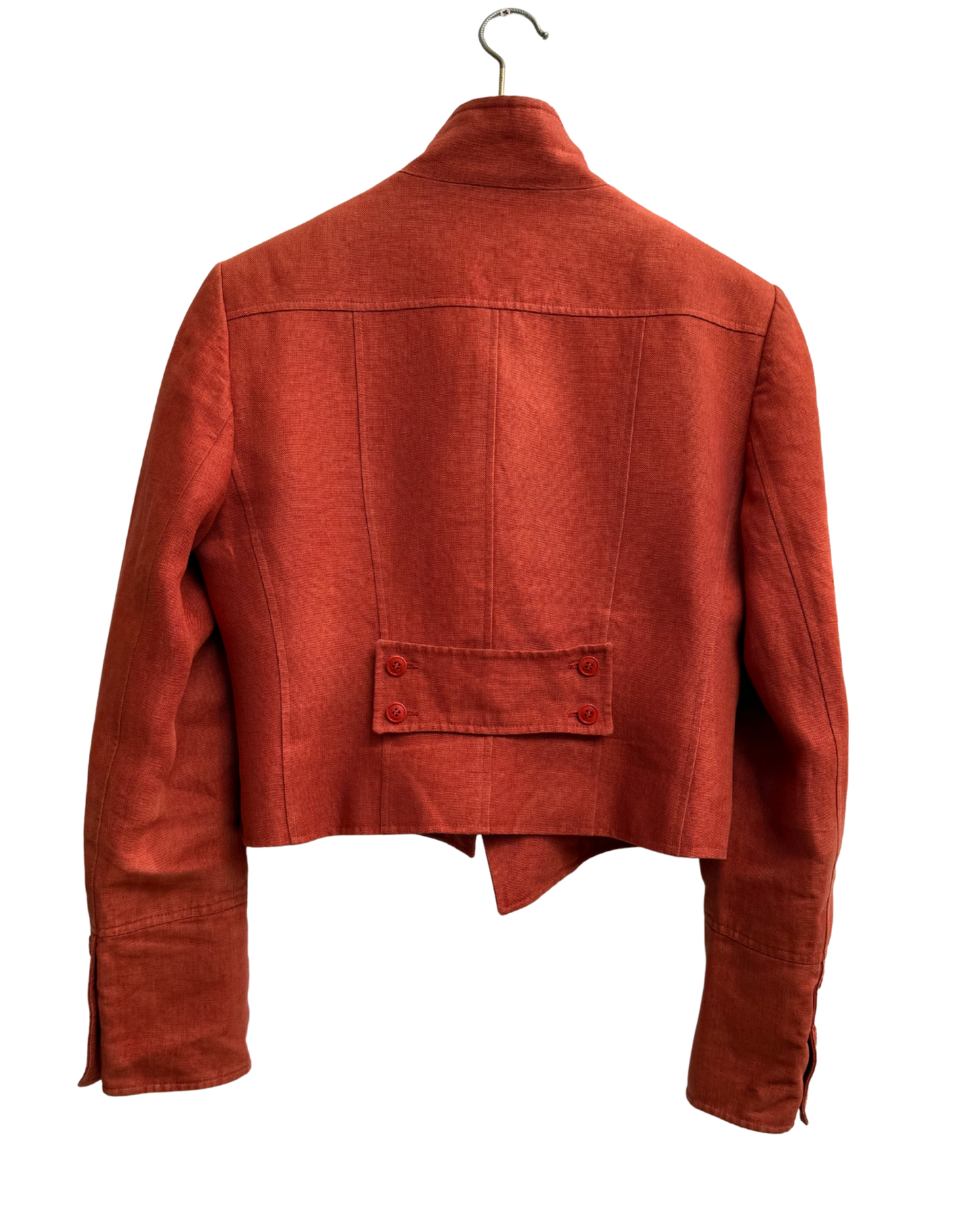 Pauw Amsterdam Linen Military Jacket Rust Terracotta Cupro Lining Size 4 Made in Europe