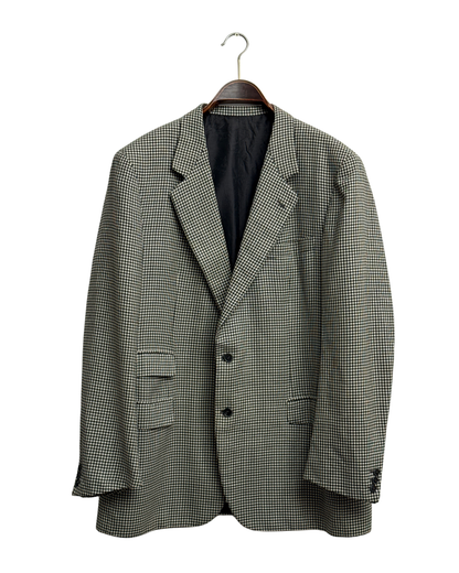 Brioni Vintage Wool Beige & Black Houndstooth Blazer Size 54