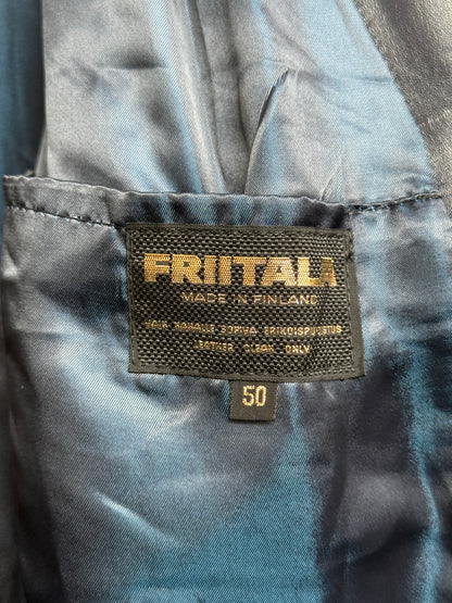 Friitala Navy Leather Trench Coat 50 Men