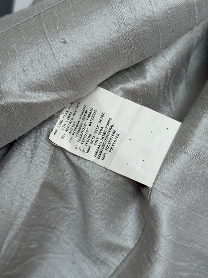 Armani Collezioni Linen Blend Geometric Blazer Black White Silk Lining Size 44 IT Made in Italy 2005