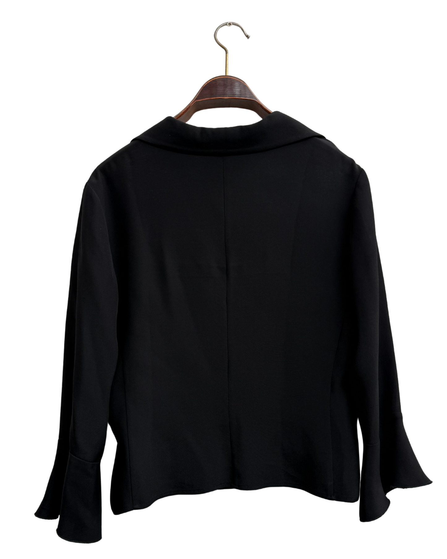 Armani Collezioni Black Acetate and Silk Blouse with Bell Cuffs Women IT 44