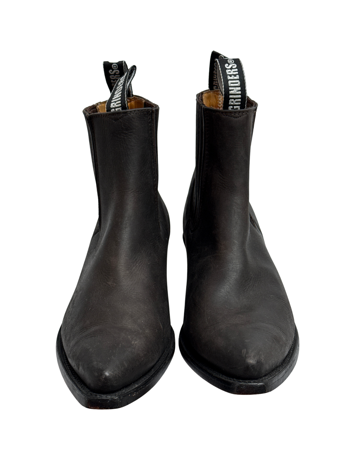 Grinders Dark Brown Leather Western Ankle Boots with Pointed Toe, 46 Men