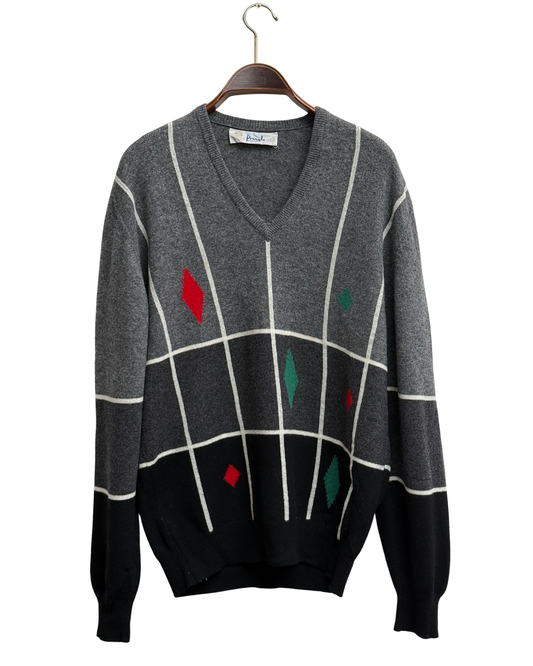 Pringle of Scotland Vintage Diamond Knit V Neck Sweater L/XL Men