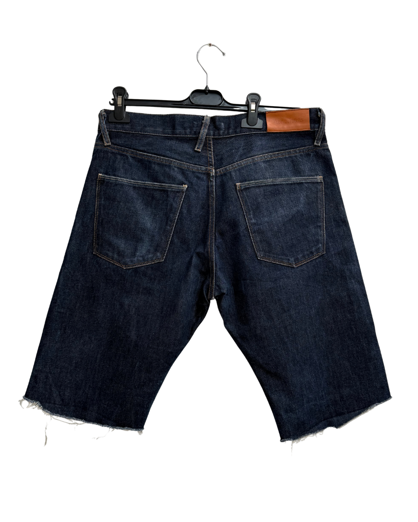 Acne Jeans MOC RAW Selvedge Denim Cut-Off Shorts Dark Indigo Size 32