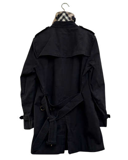Burberry The Kensington Black Cotton Trench Coat Mens M