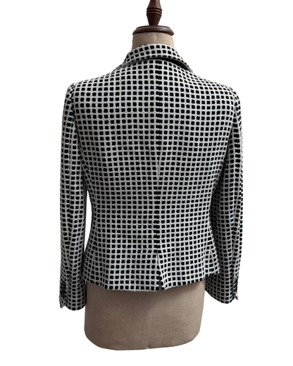 Armani Collezioni Black and White Check Bouclé Blazer size 50 IT 2015