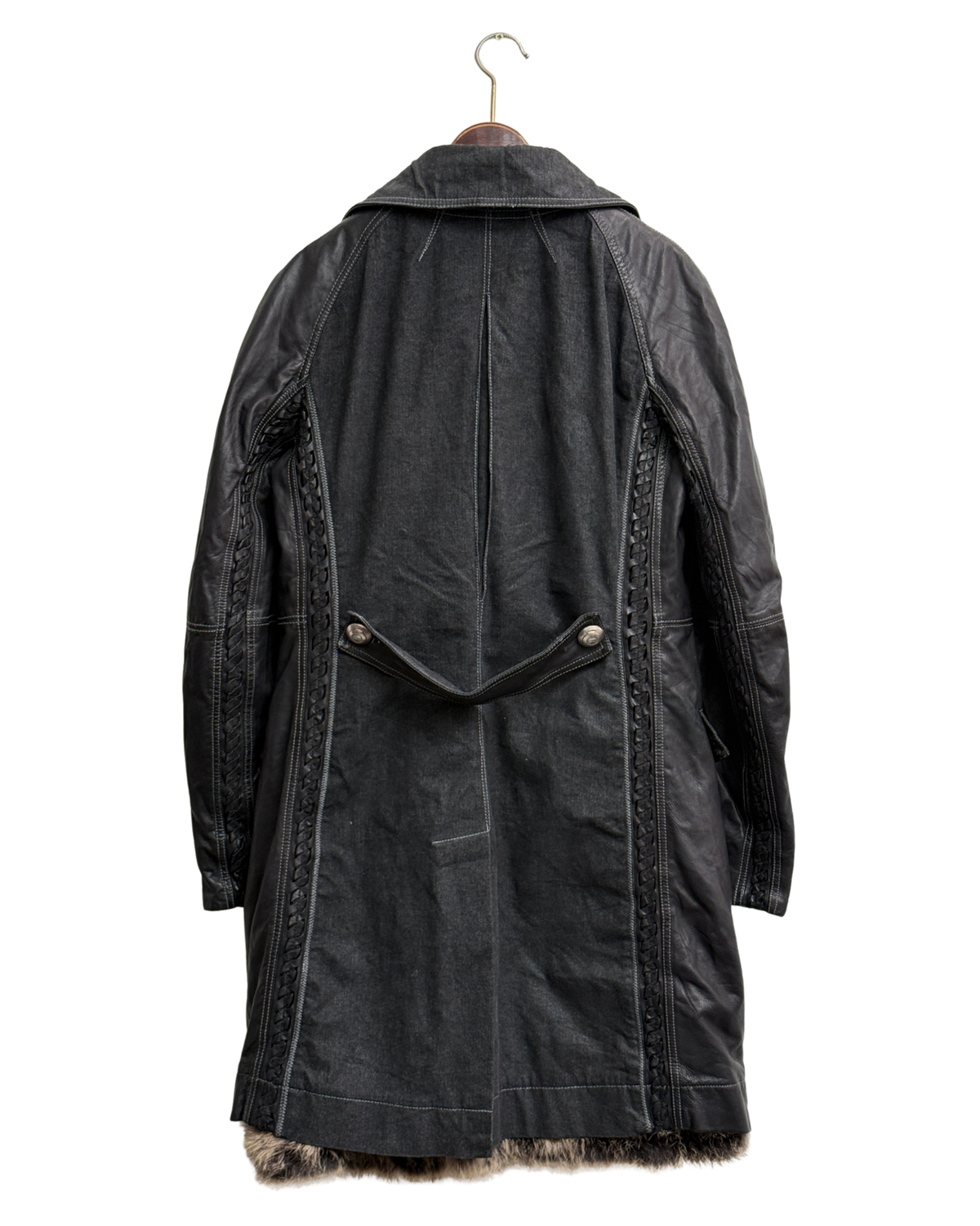 Christian Dior by John Galliano A/W 2006 Denim and Lambskin Coat with Rabbit Lining size 42