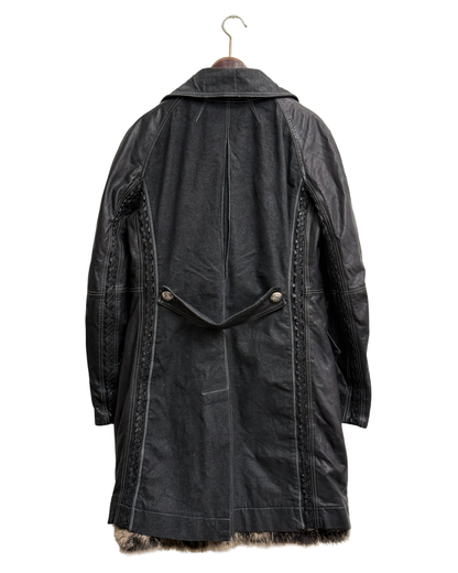 Christian Dior by John Galliano A/W 2006 Denim and Lambskin Coat with Rabbit Lining size 42
