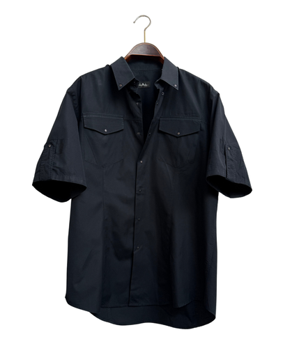 Thierry Mugler Vintage Black Cotton Snap Shirt Size L