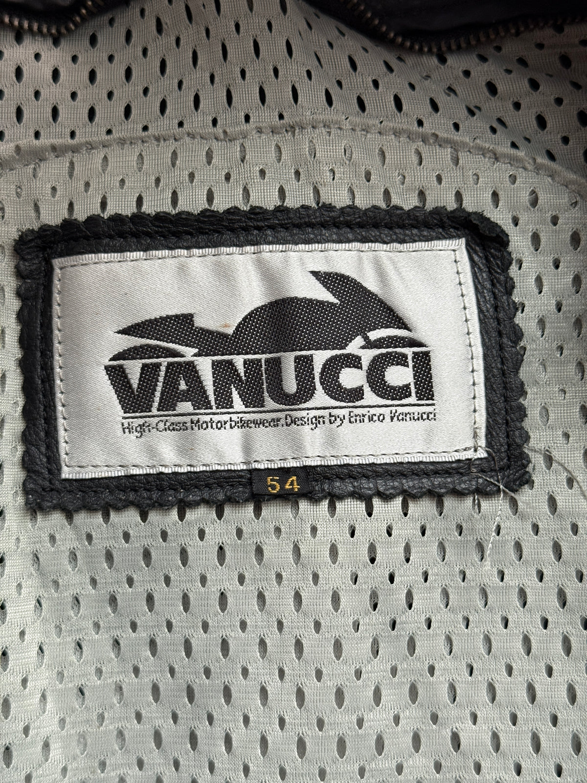 Vanucci Black Leather Racing Motorcycle Jacket with White Piping, IT 54, Men