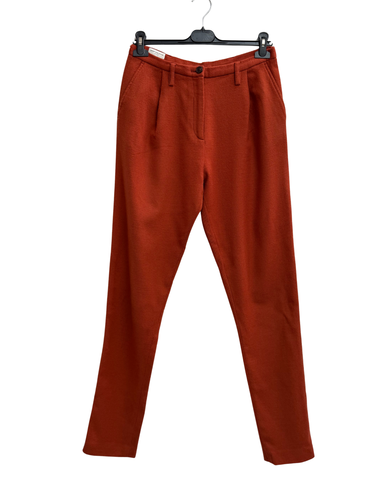 Dries Van Noten Burnt Orange Rust Wool Tailored Trousers Size 36 Made in Slovenia