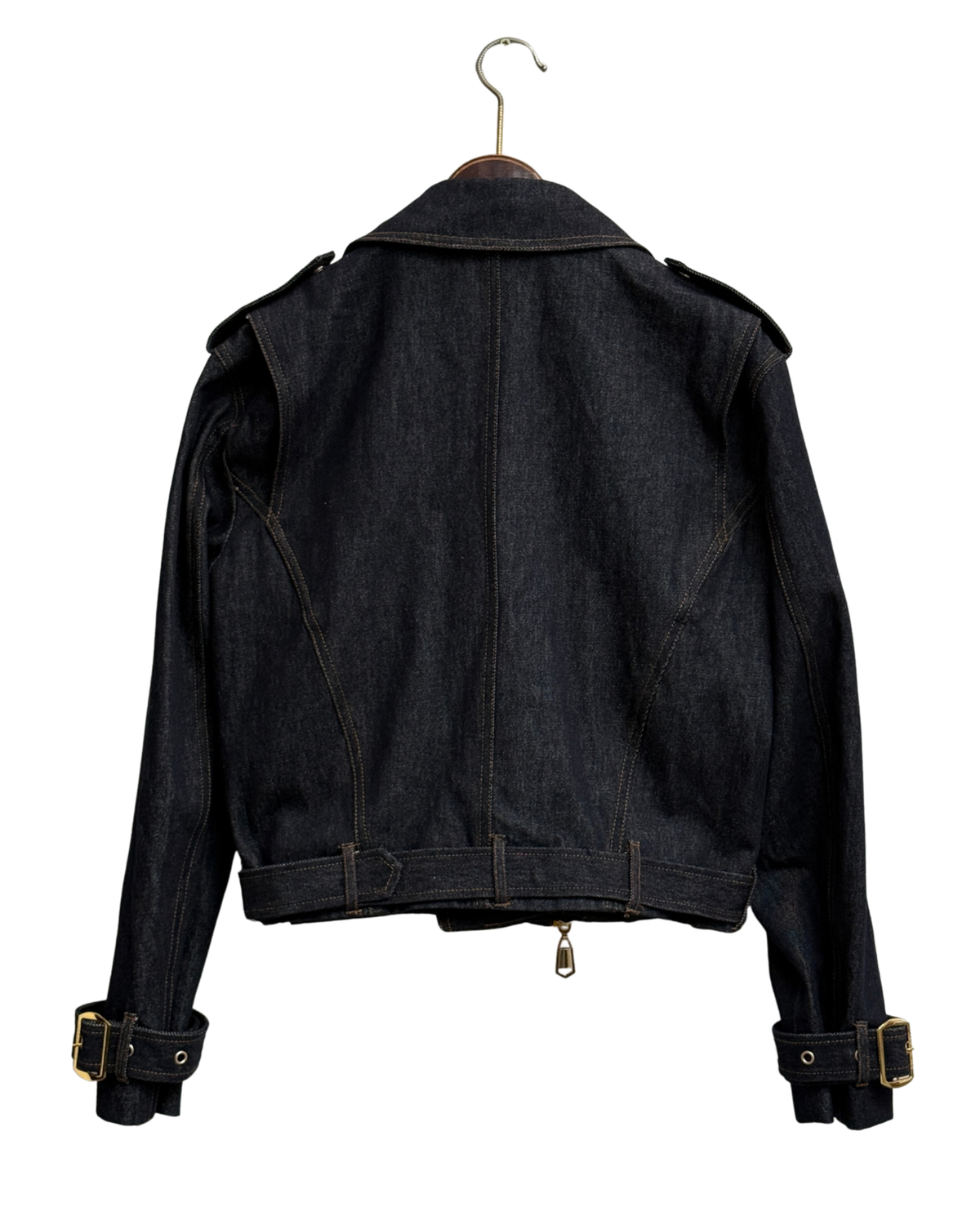 Runway Zimmermann Crush denim biker jacket, Resort 2025