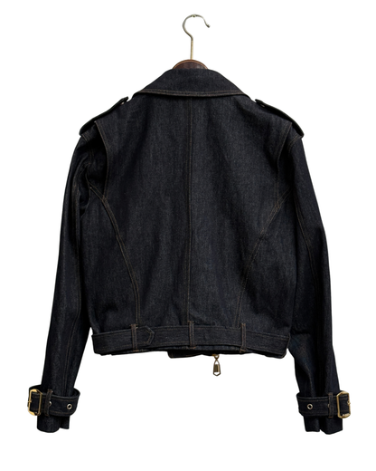 Runway Zimmermann Crush denim biker jacket, Resort 2025