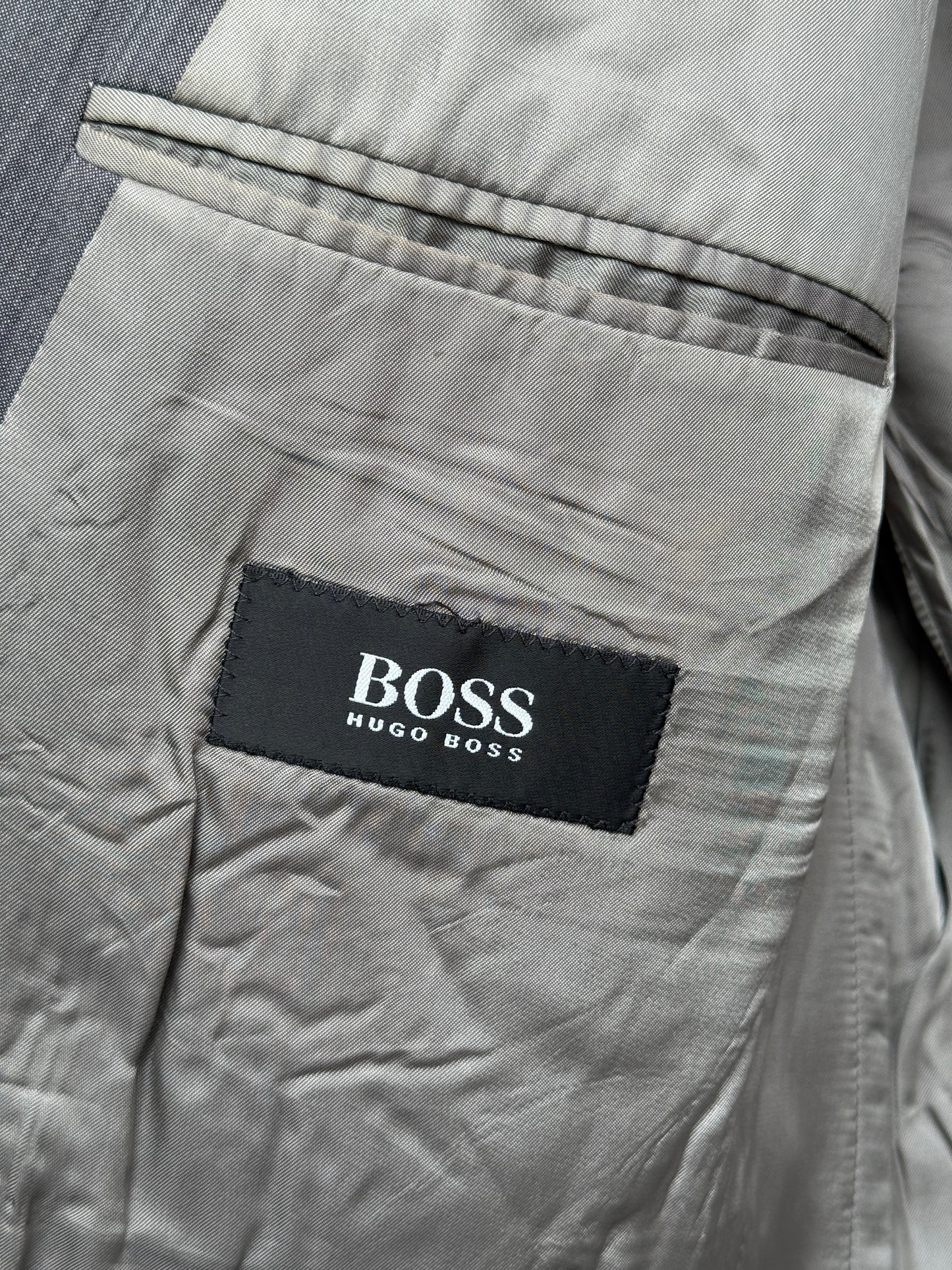 Hugo Boss Ares Akropolis Double Breasted Blazer Charcoal Grey Cerruti 1881 Metallizzato Wool Vintage Size 52