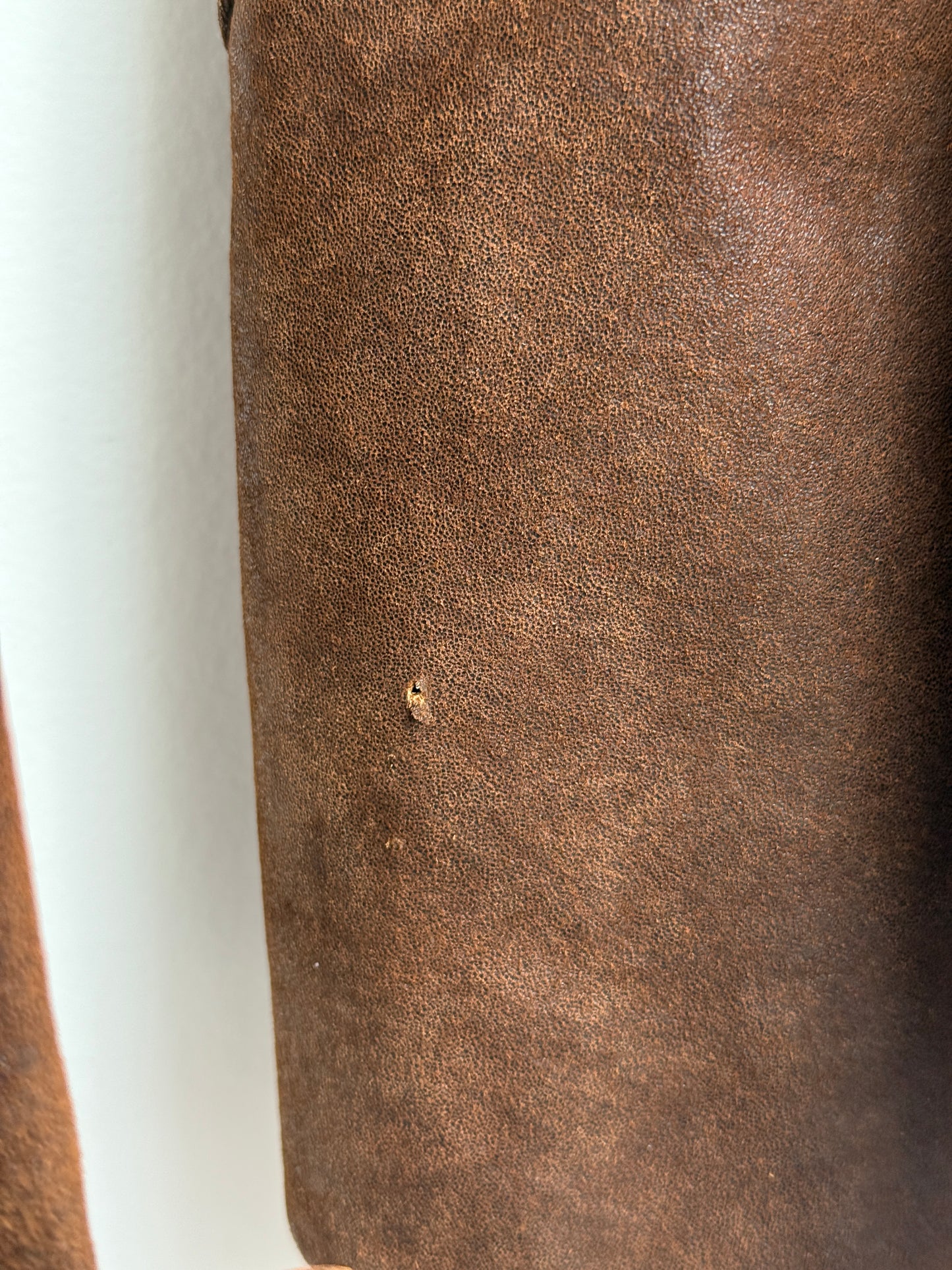Distressed Brown Leather Trench Jacket, Womens M