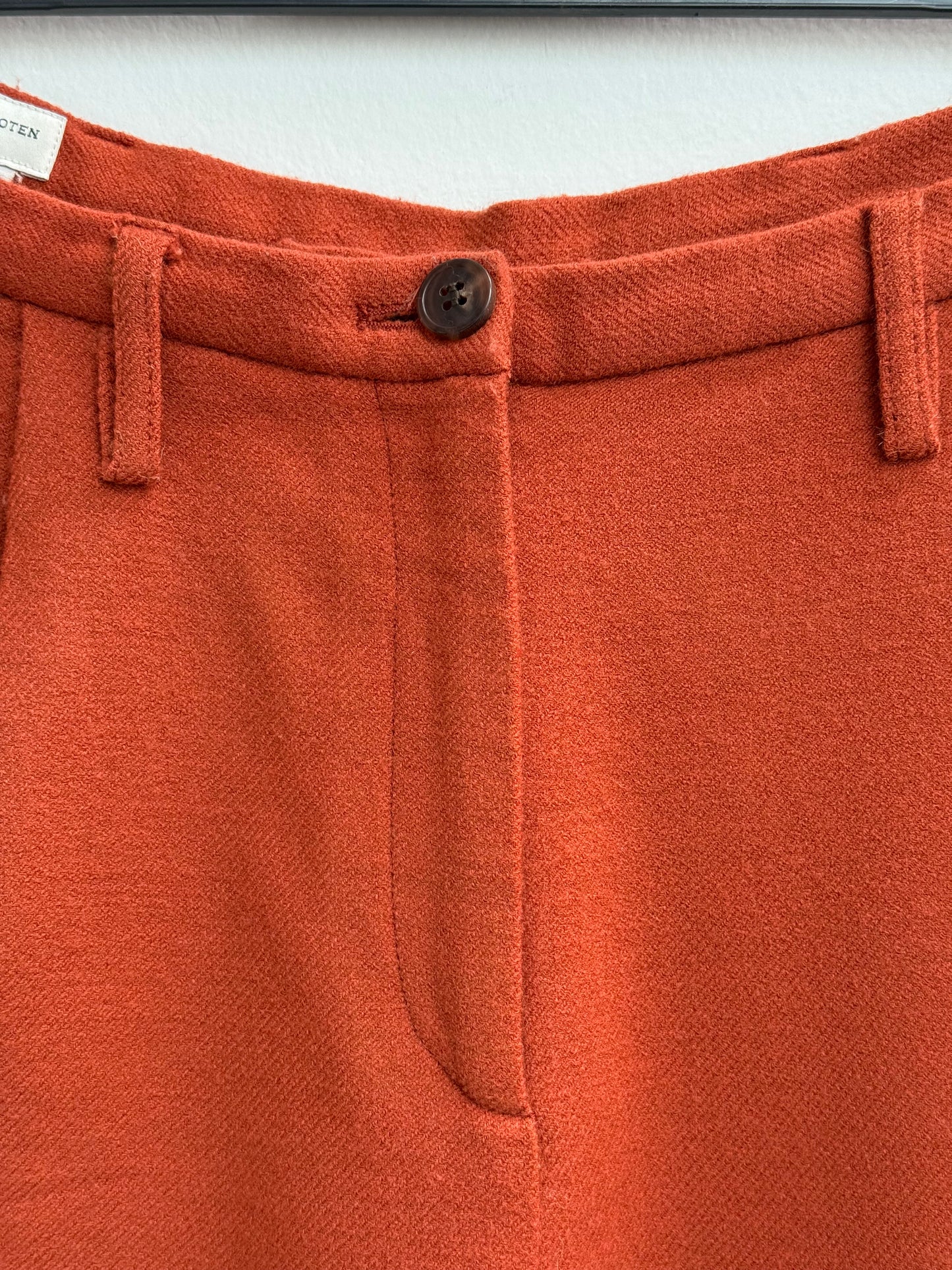 Dries Van Noten Burnt Orange Rust Wool Tailored Trousers Size 36 Made in Slovenia