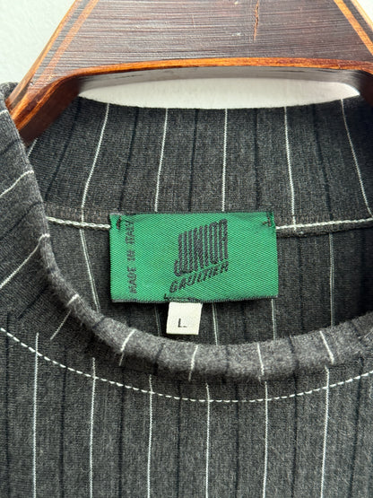 FW 92/93 Junior Gaultier pinstripe photograph-print top, size L