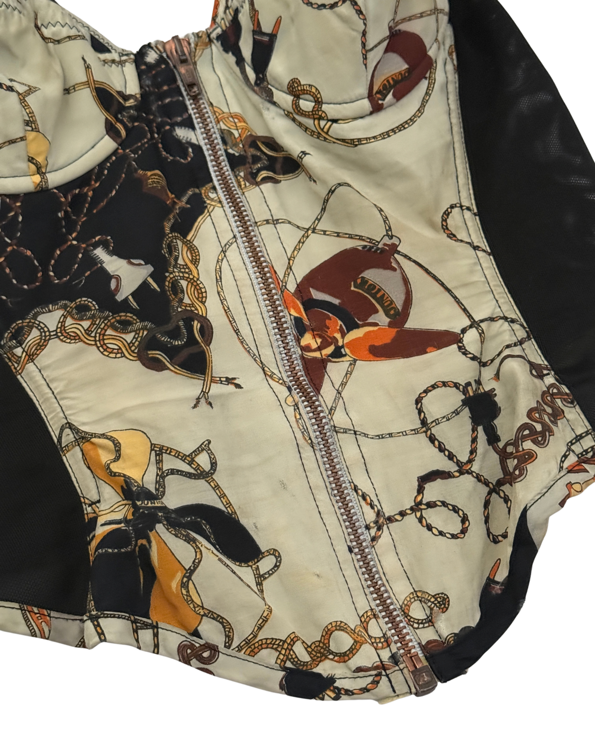 Junior Gaultier by Jean Paul Gaultier printed zip corset top, Spring/Summer 1991