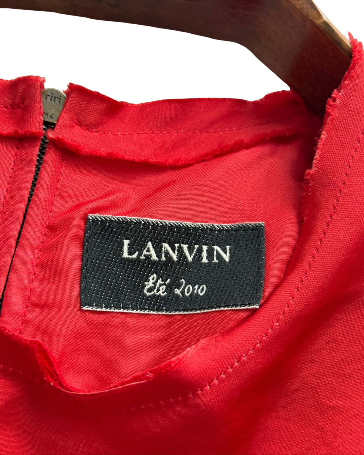 2010 ete Lanvin runway dress, red silk, asymmetric ruffle, 40 FR