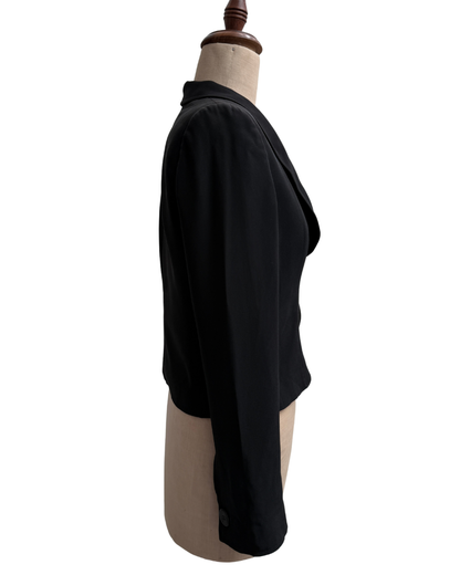 Armani Collezioni Black Shawl Collar Cropped Blazer size 46 IT 2004