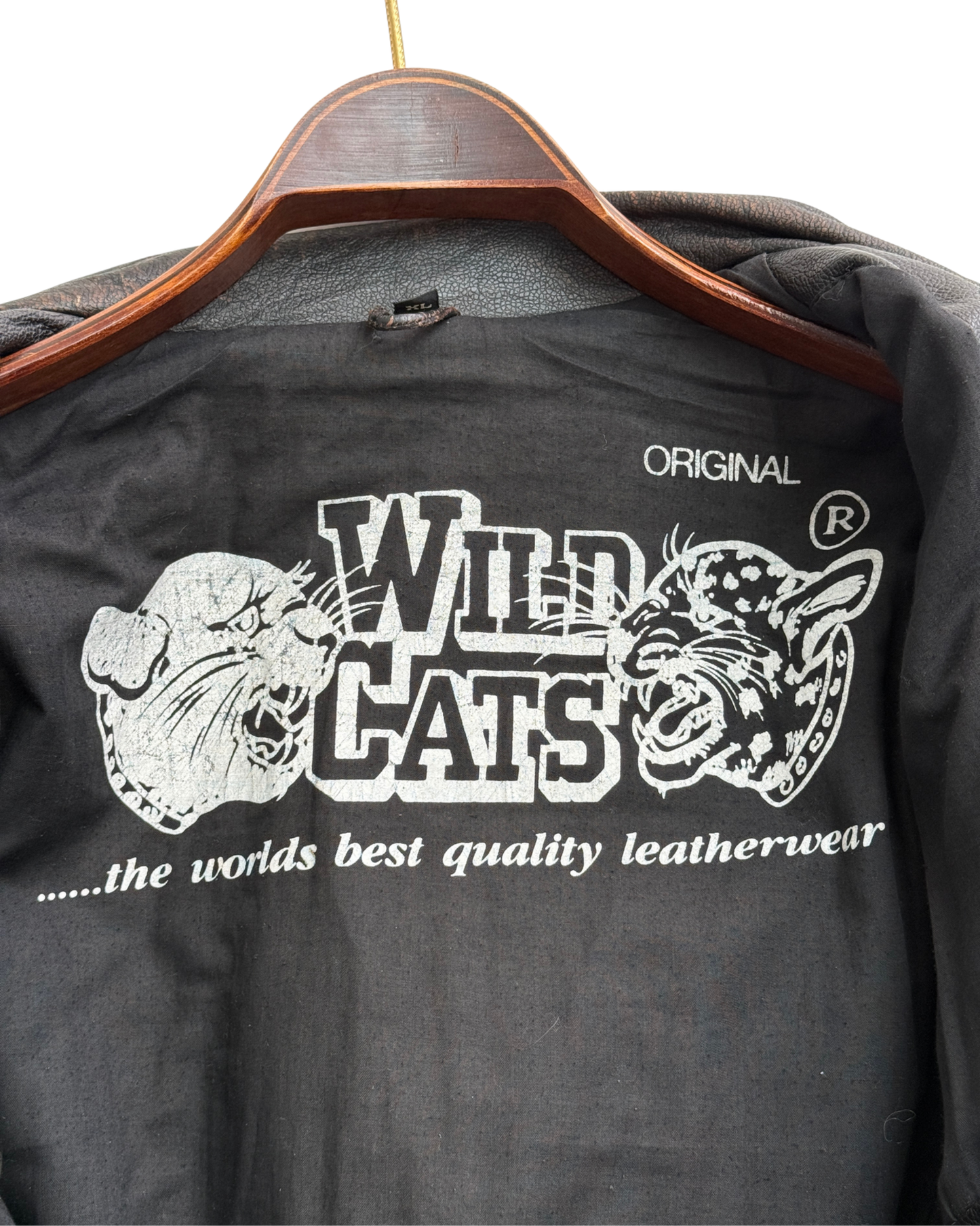 Wild Cats Vintage Leather Biker Jacket Mens XL
