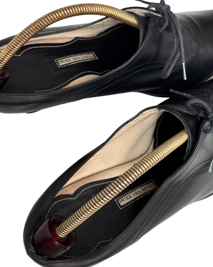 Dries Van Noten Vintage black leather lace-up mules size 39
