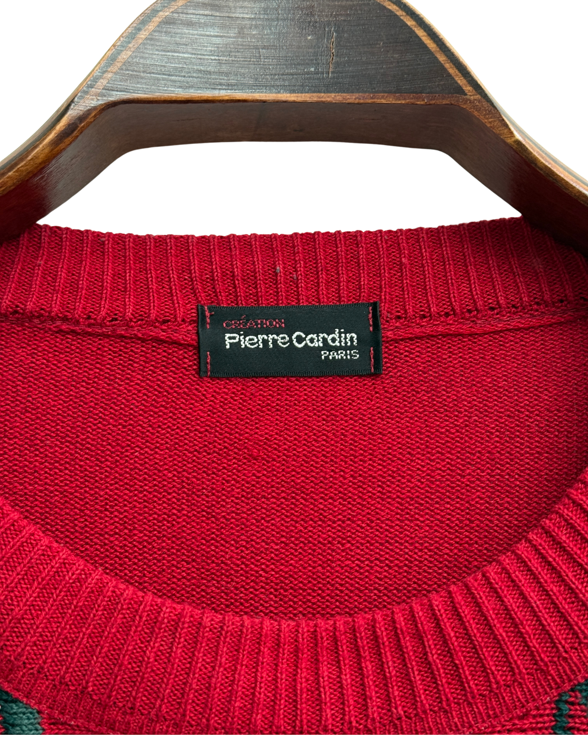Pierre Cardin Paris Red Jacquard Knit Sweater with Vertical Stripes, IT 54, Men