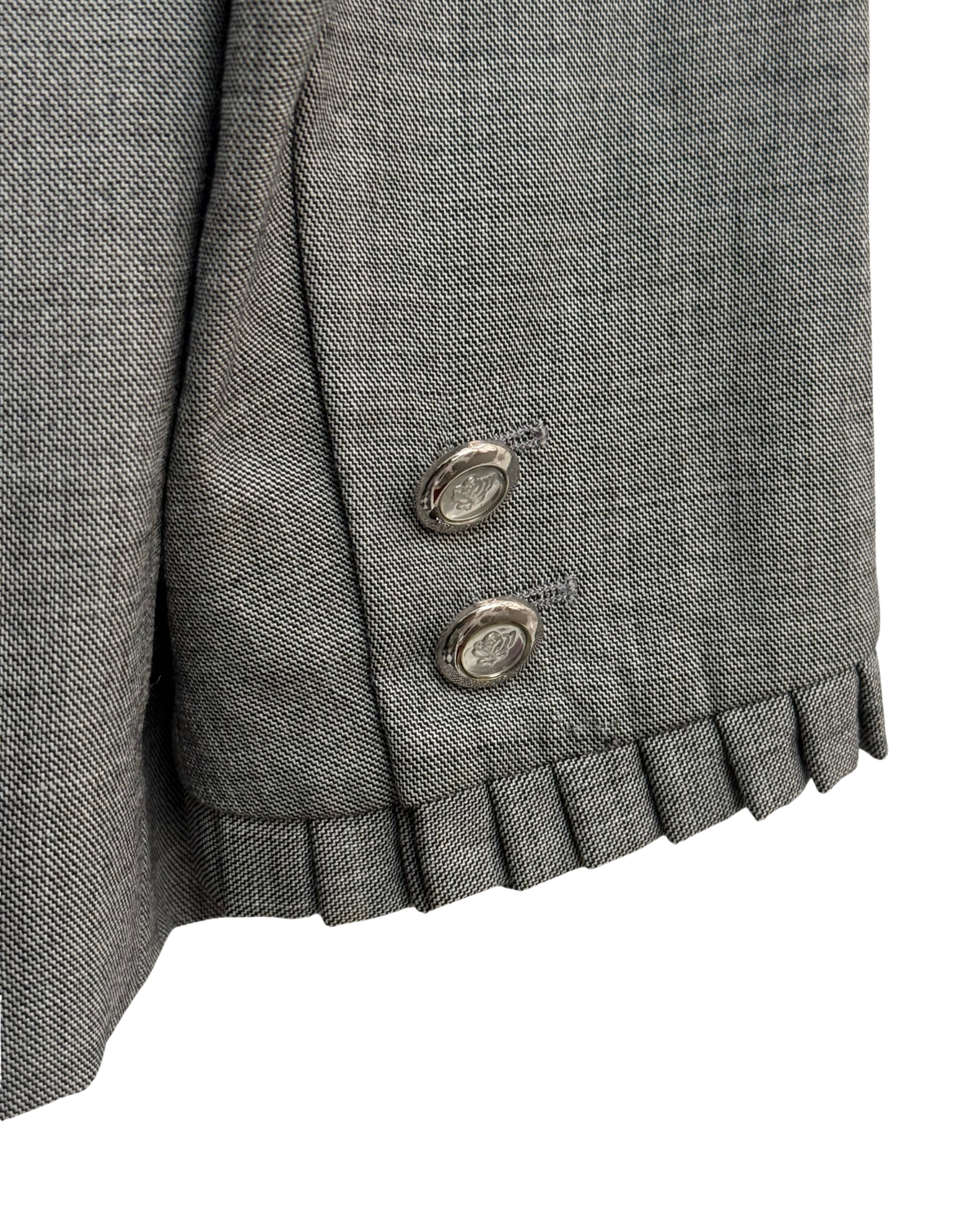 Escada by Margaretha Ley Vintage 90s Wool Blazer Pleated Trim 40 Women