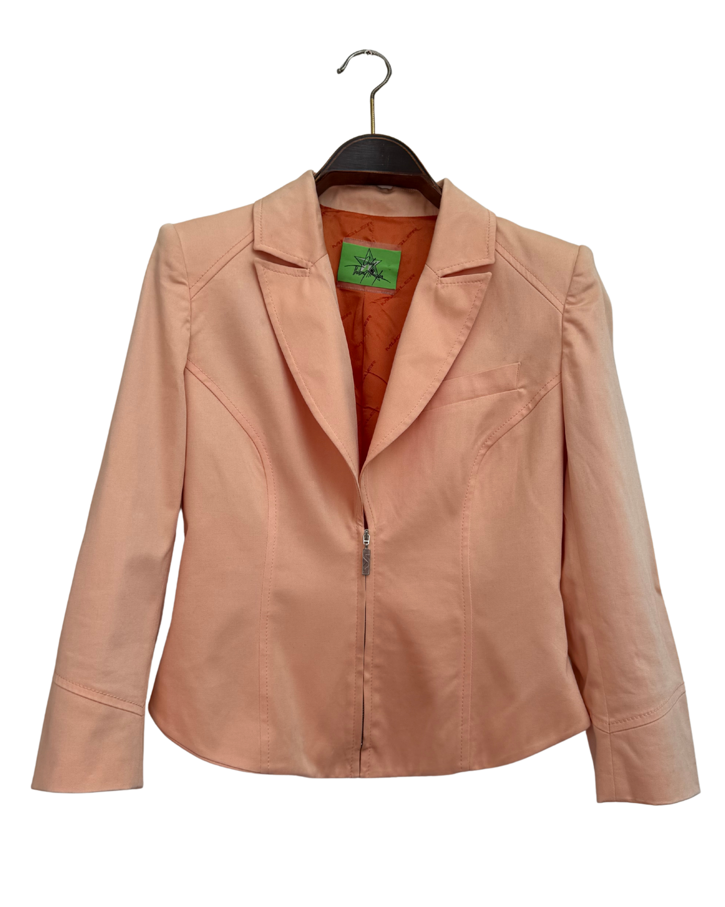 Only Thierry Mugler Peach Stretch Cotton Skirt Suit size 42