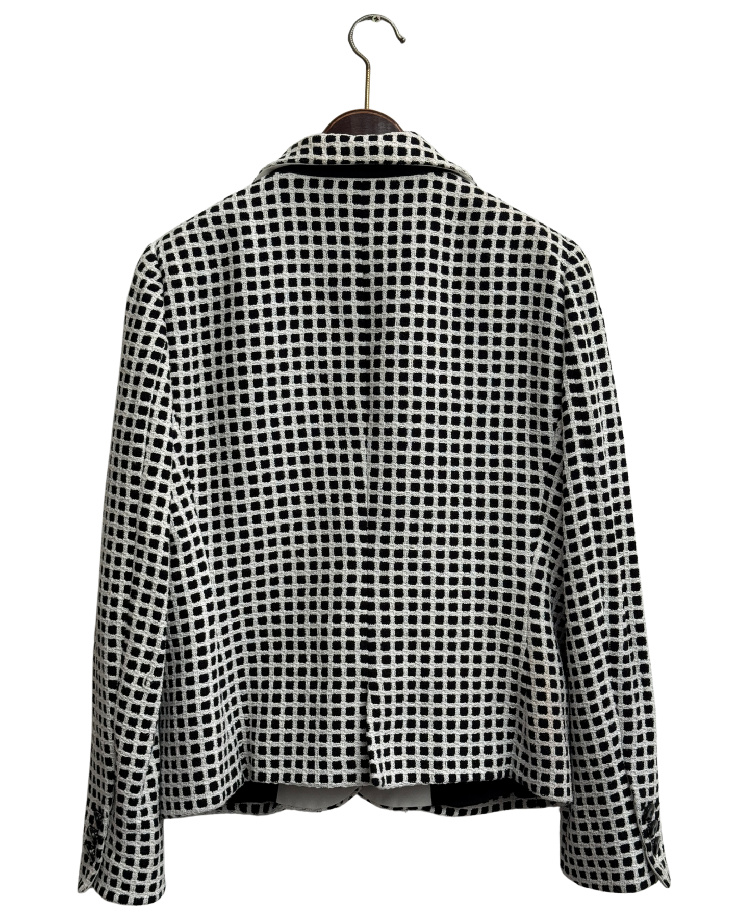 Armani Collezioni Black and White Check Bouclé Blazer size 50 IT 2015